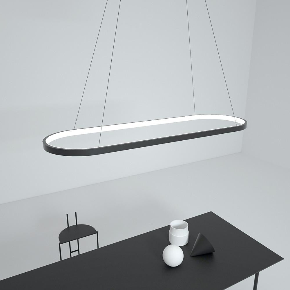 Modern Black Oval LED Pendant Light with Remote Control
