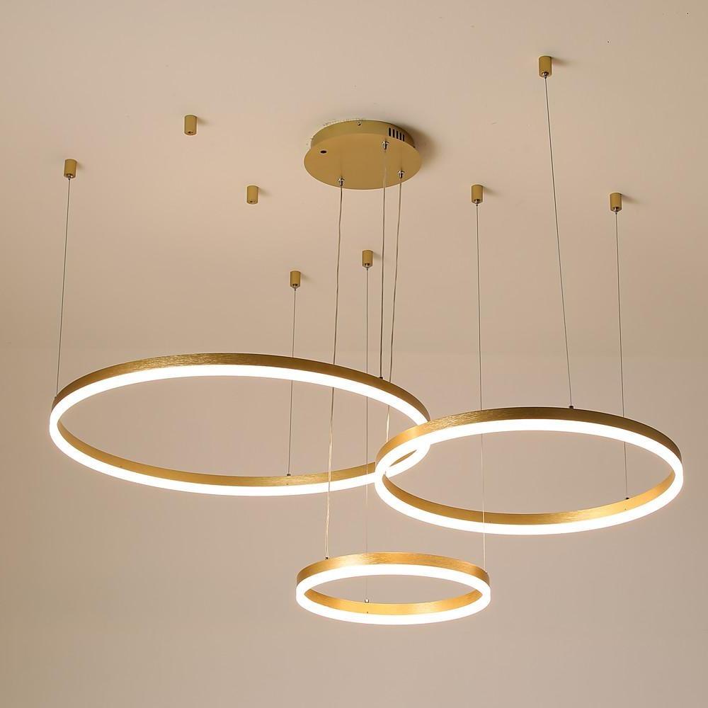 Modern 3-Ring Acrylic Chandelier with Dimmable LED