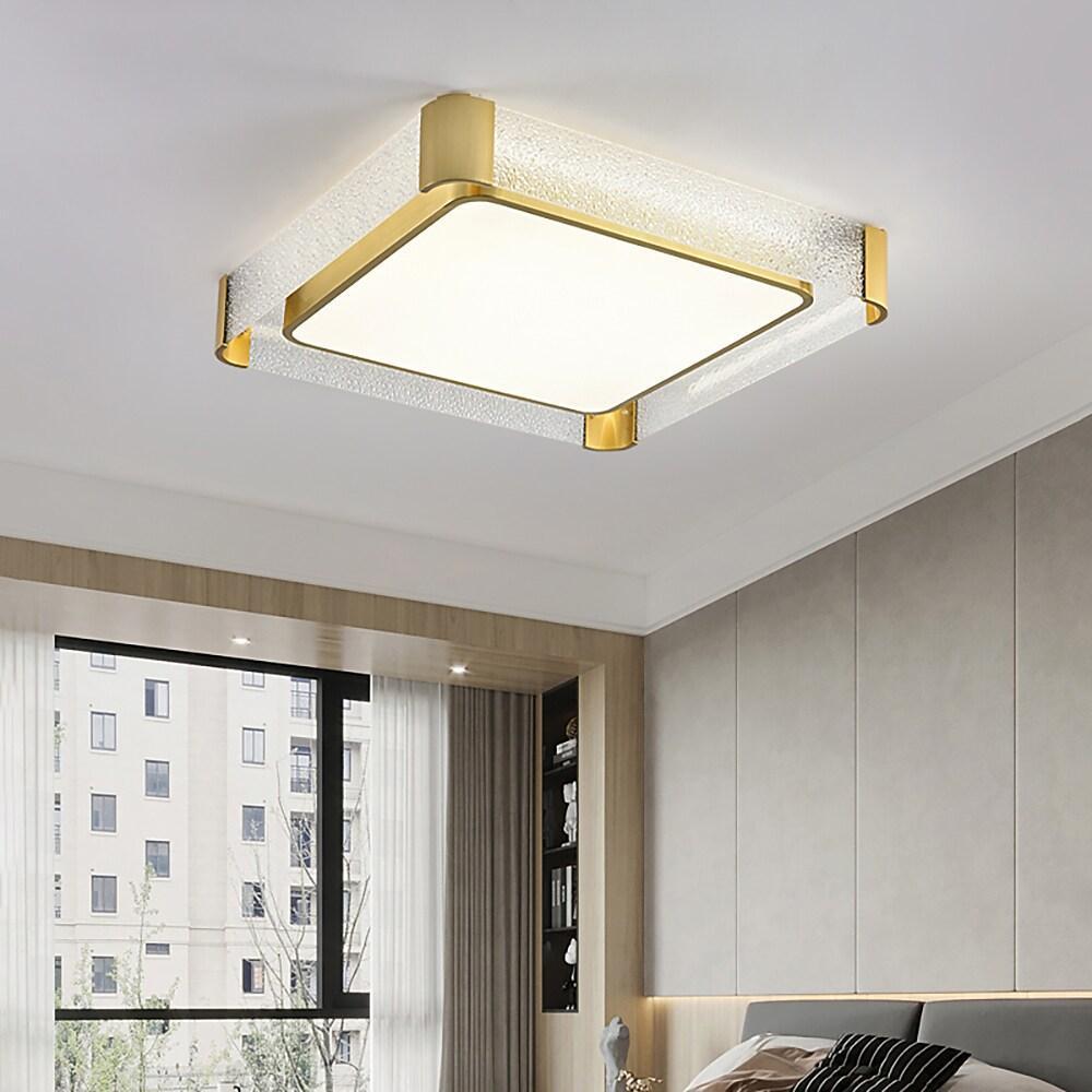 Nordic Glass Copper Flush Mount Ceiling Light LED Integrated