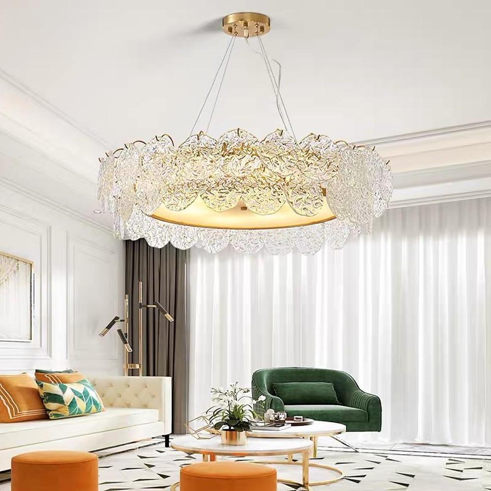 Modern Glass Shell Chandelier with LED Lighting for Dining Room
