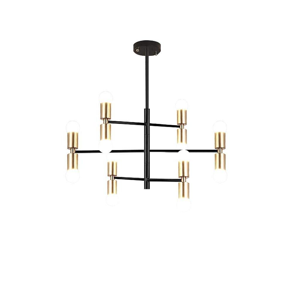 6-Light Geometric Chandelier Modern Metal Pendant Gold & Black