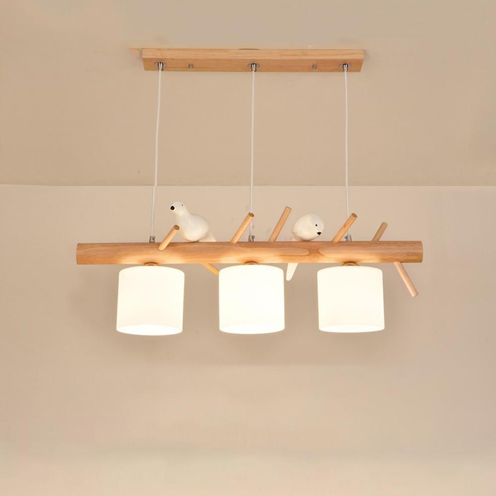 Rustic Wood and Glass Adjustable Pendant Light - 2 or 3 Lights