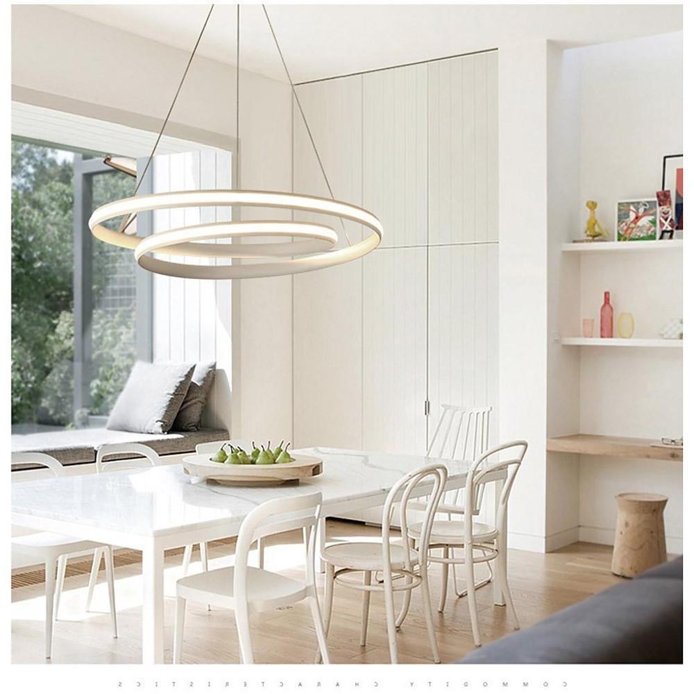 Modern Circular Aluminum LED Pendant Light with Dimming Control