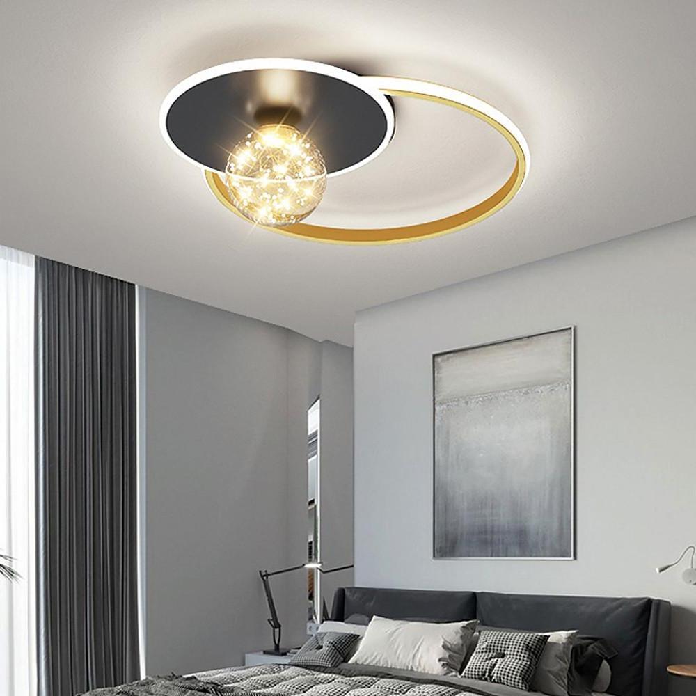 Modern Circle Globe LED Flush Mount Ceiling Light - Metal & Acrylic