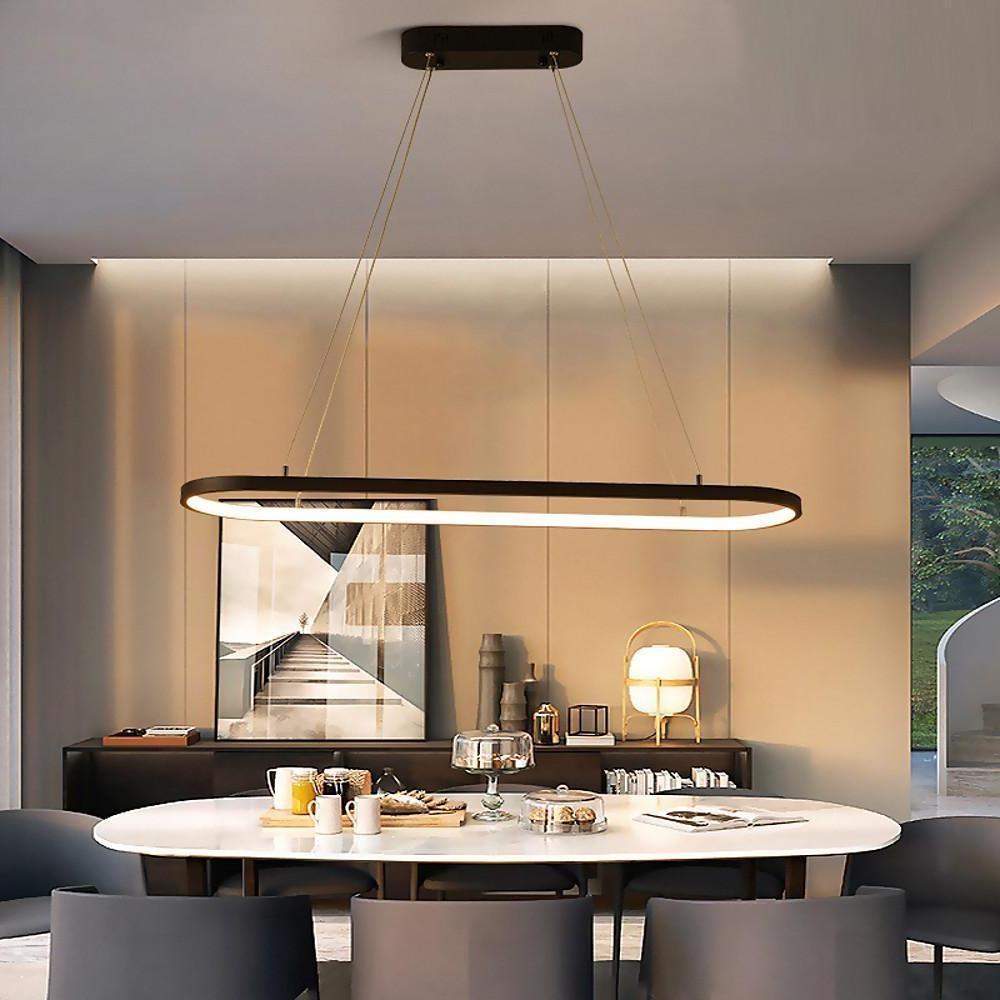 Modern Rectangular Pendant Light with Aluminum & Silica Gel Shade