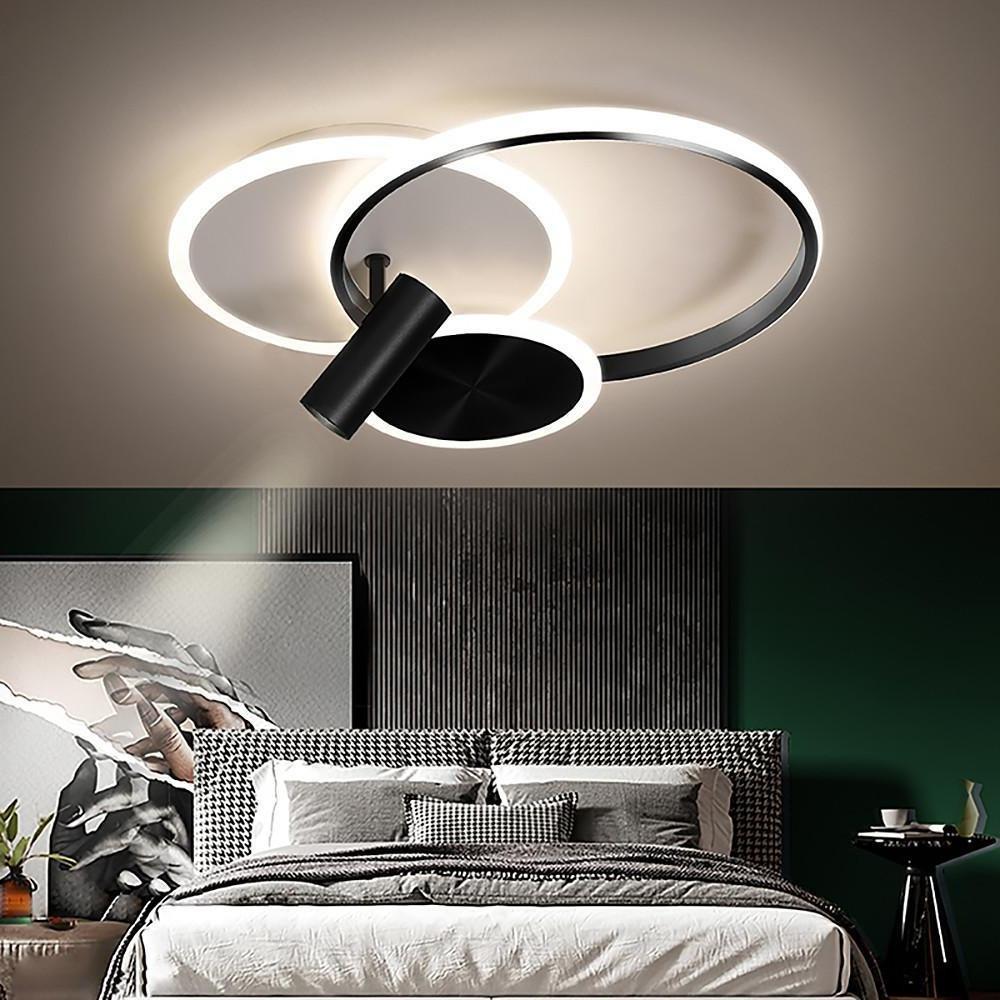 Modern LED Ring Flush Mount Ceiling Light with Adjustable Spotlights