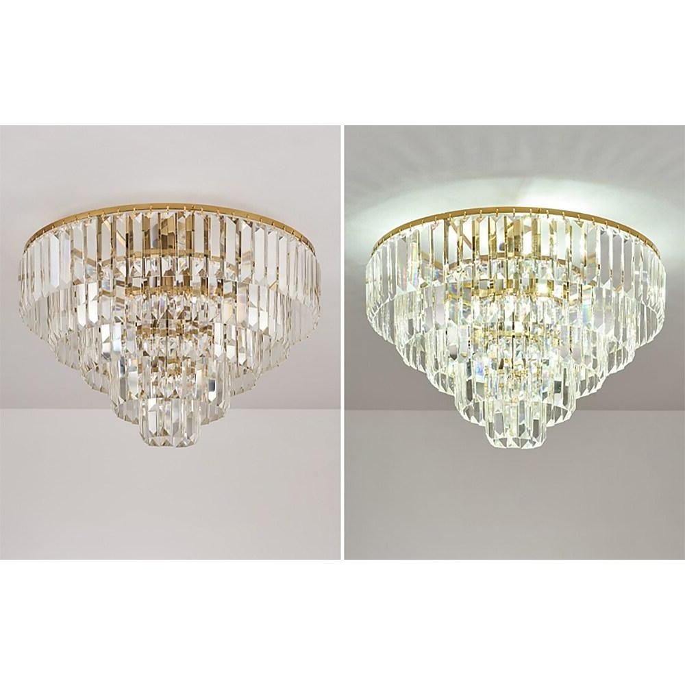 Crystal Candelabra Flush Mount Ceiling Light - LED Metal Fixture