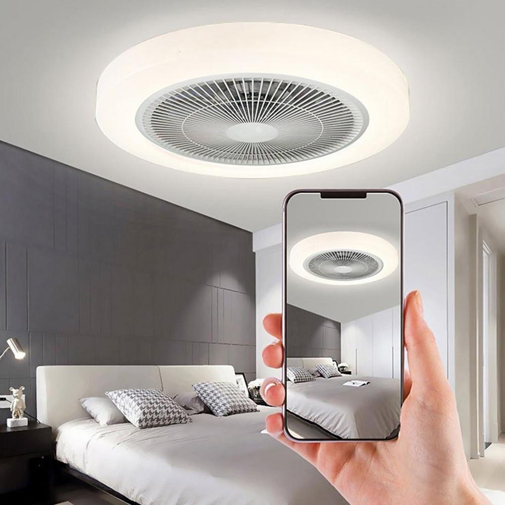 Bladeless Flush Mount Ceiling Fan with LED Light & Remote