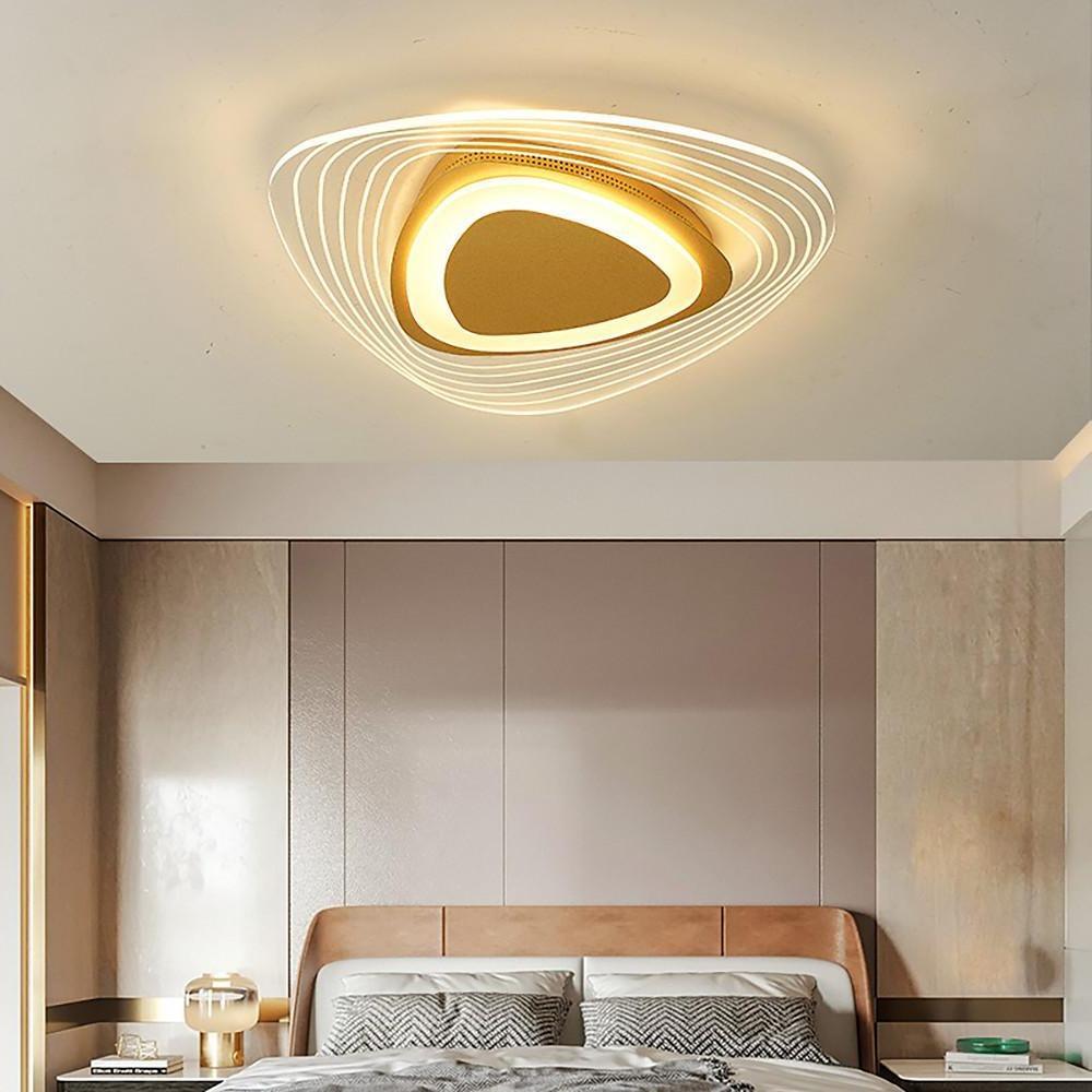 Geometric LED Semi-Flush Mount Ceiling Light Gold Metal Acrylic