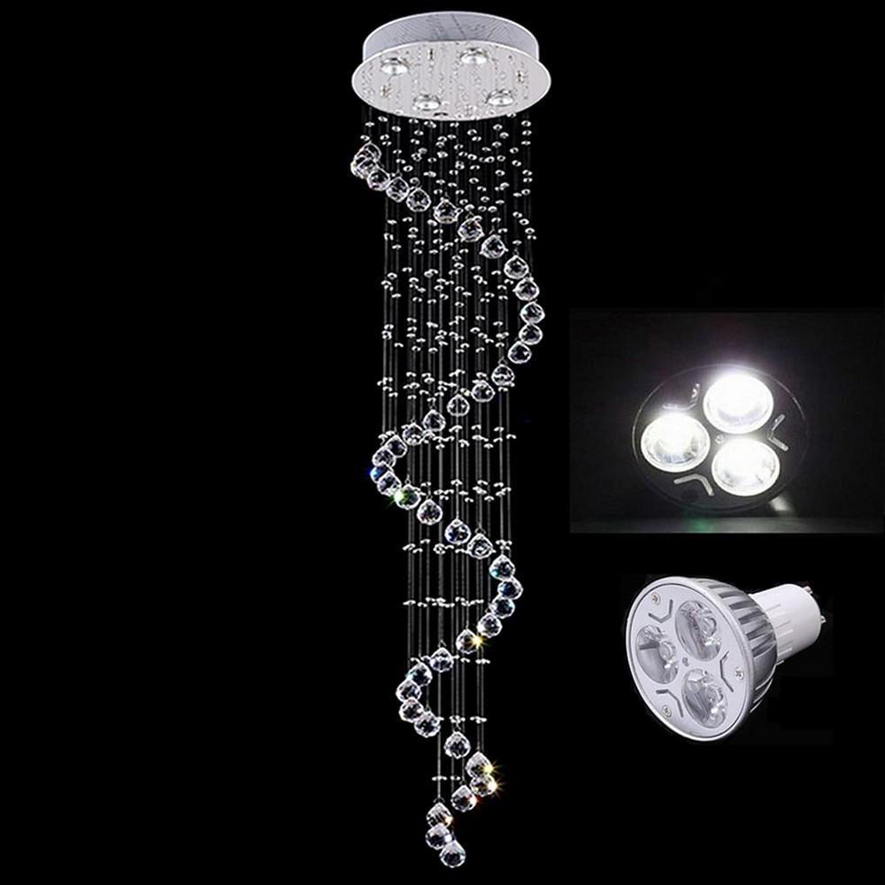 Multi Spiral Crystal Chandelier Modern Metal LED Ceiling Light