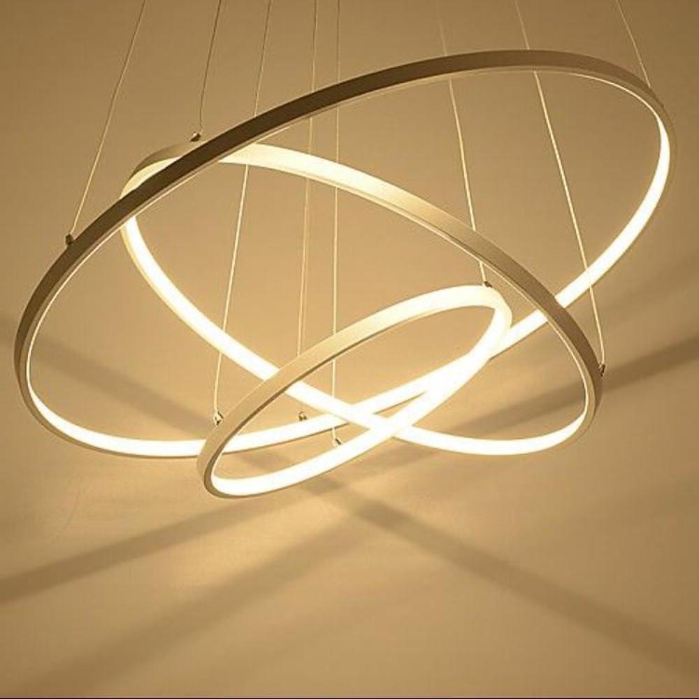 3-Ring Interweaved Circle LED Pendant Light Aluminum Acrylic