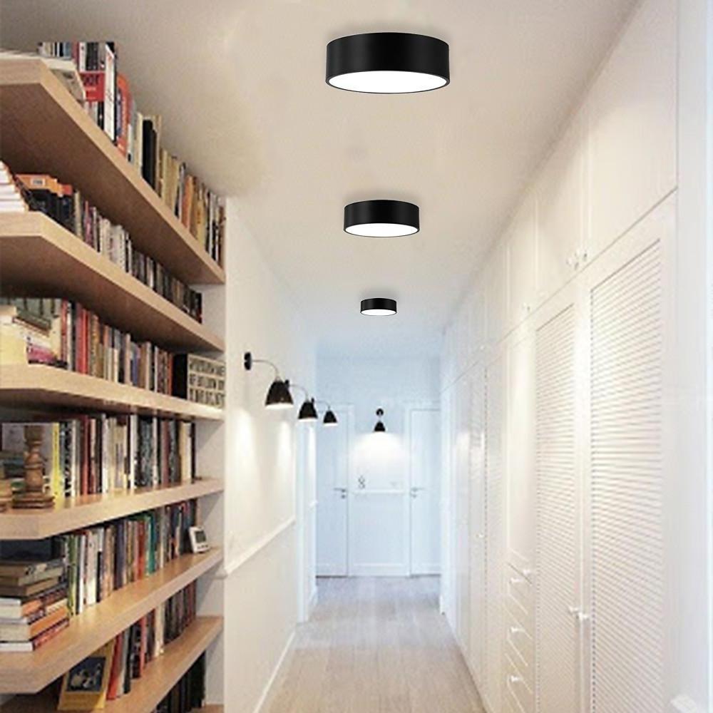 Modern Black LED Flush Mount Ceiling Light – Cylindrical Metal