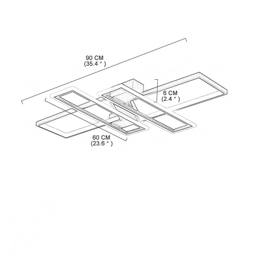 Modern 4-Rectangle LED Flush Mount Ceiling Light in Black