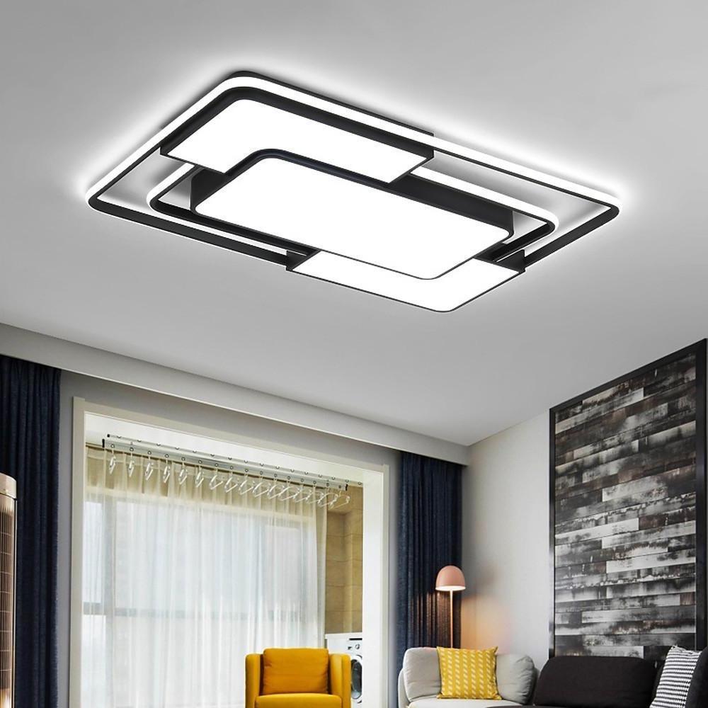 Modern Geometric LED Flush Mount Ceiling Light - Metal & Acrylic
