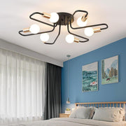 6-Light Flush Mount Ceiling Light - Modern Metal Flower Design
