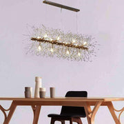 12-Light Crystal Firework Island Pendant Light - Modern Linear