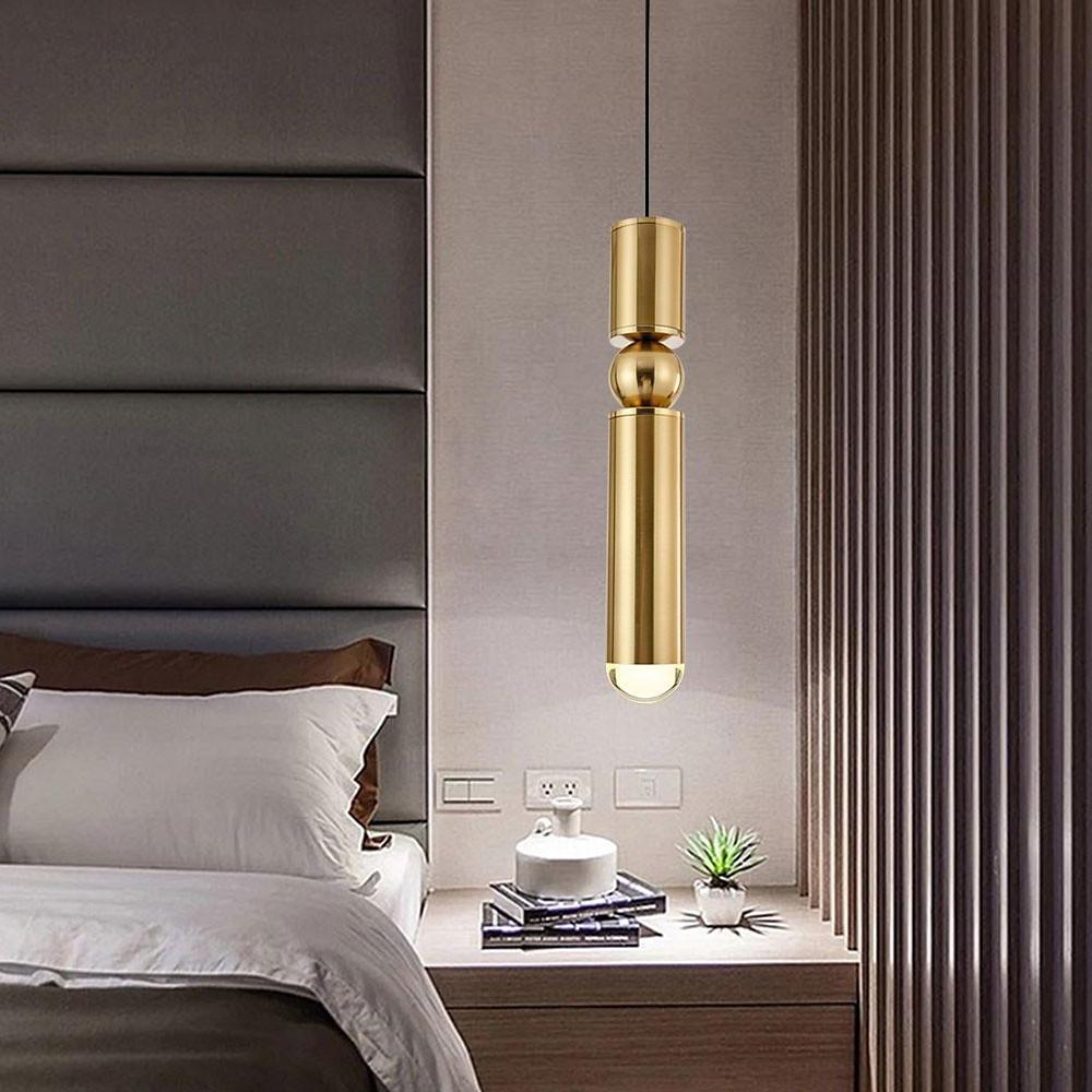 Elongated Cylindrical Metal LED Pendant Light - Modern Industrial