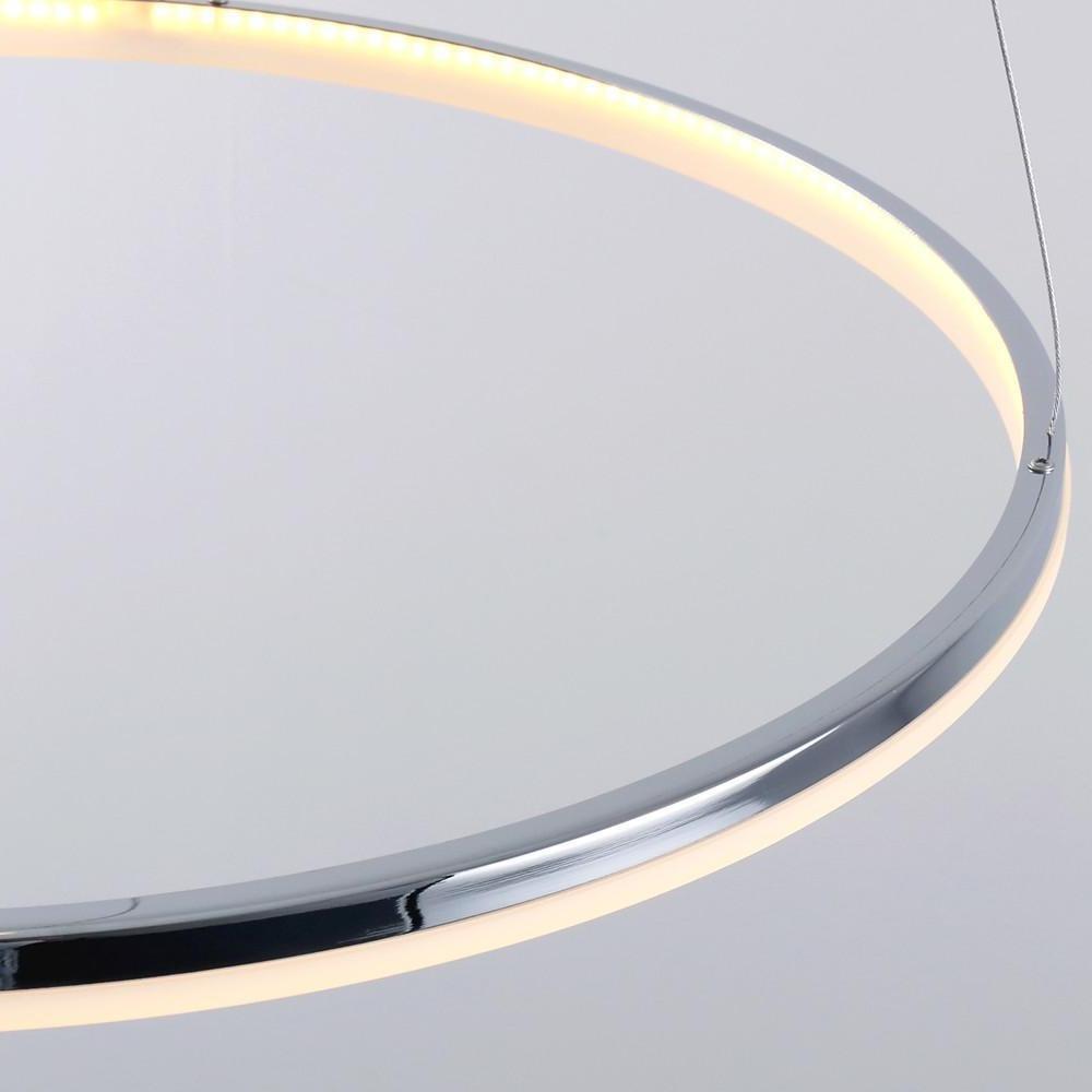 Modern LED Circular Pendant Light with Remote Control - Brushed Nickel