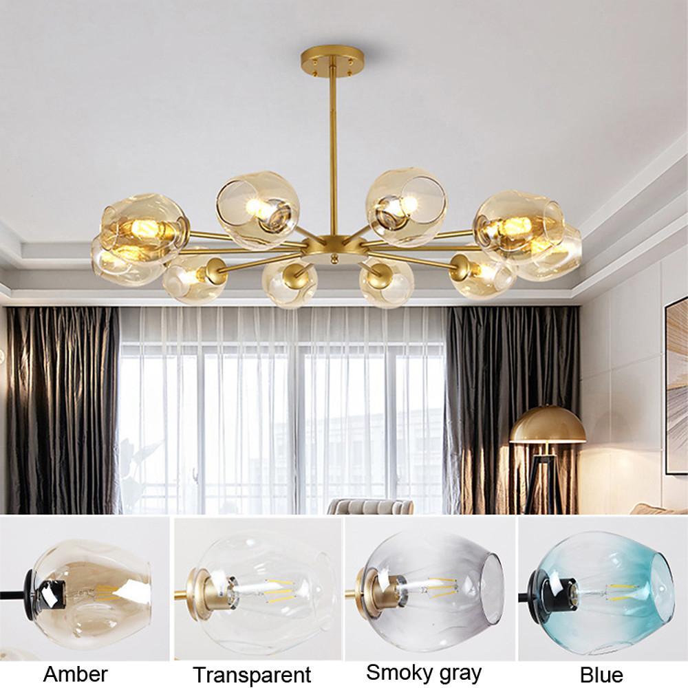 Nordic Sputnik Chandelier Glass Globe Electroplated Aluminum