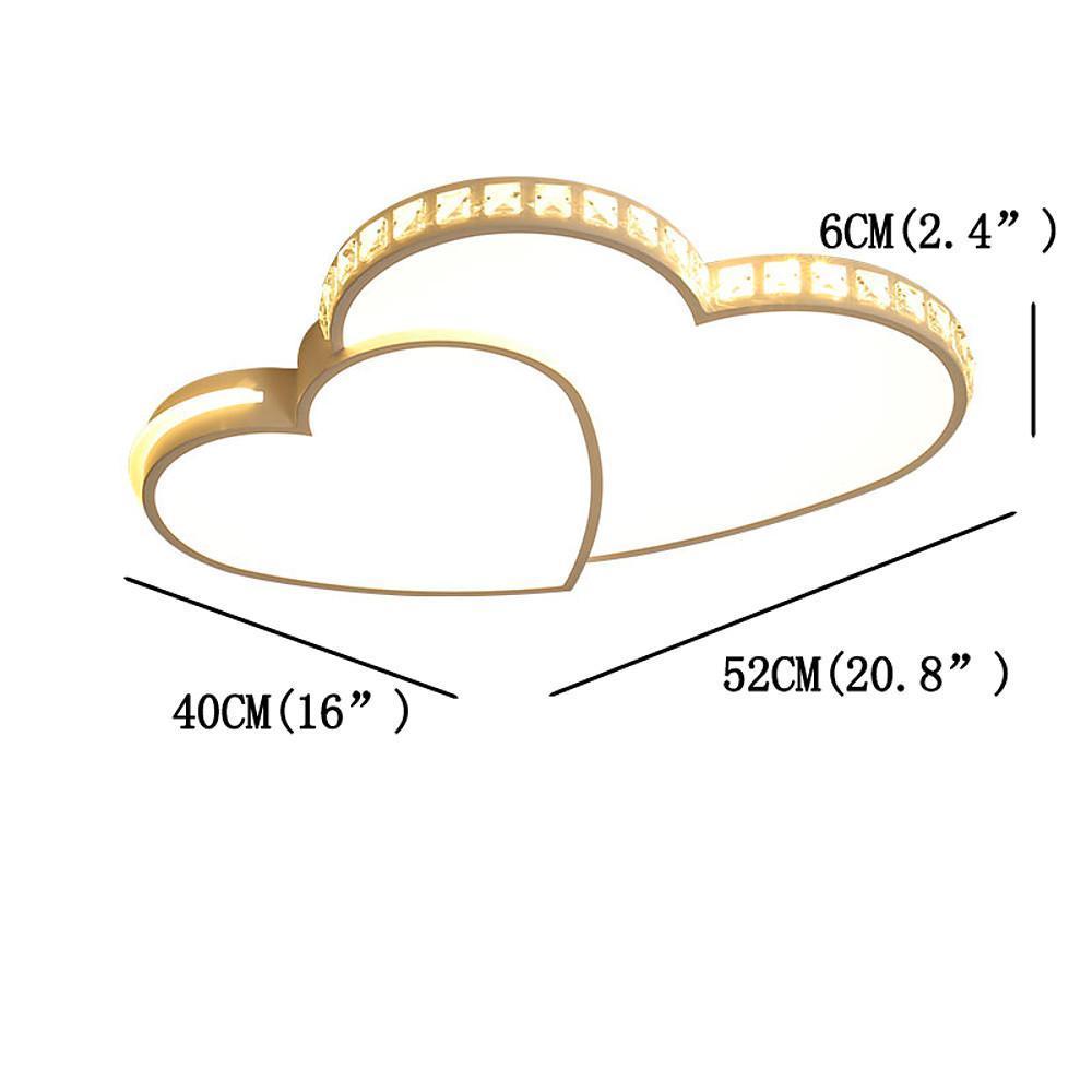Double Heart Flush Mount Ceiling Light Gold Acrylic Dimmable LED