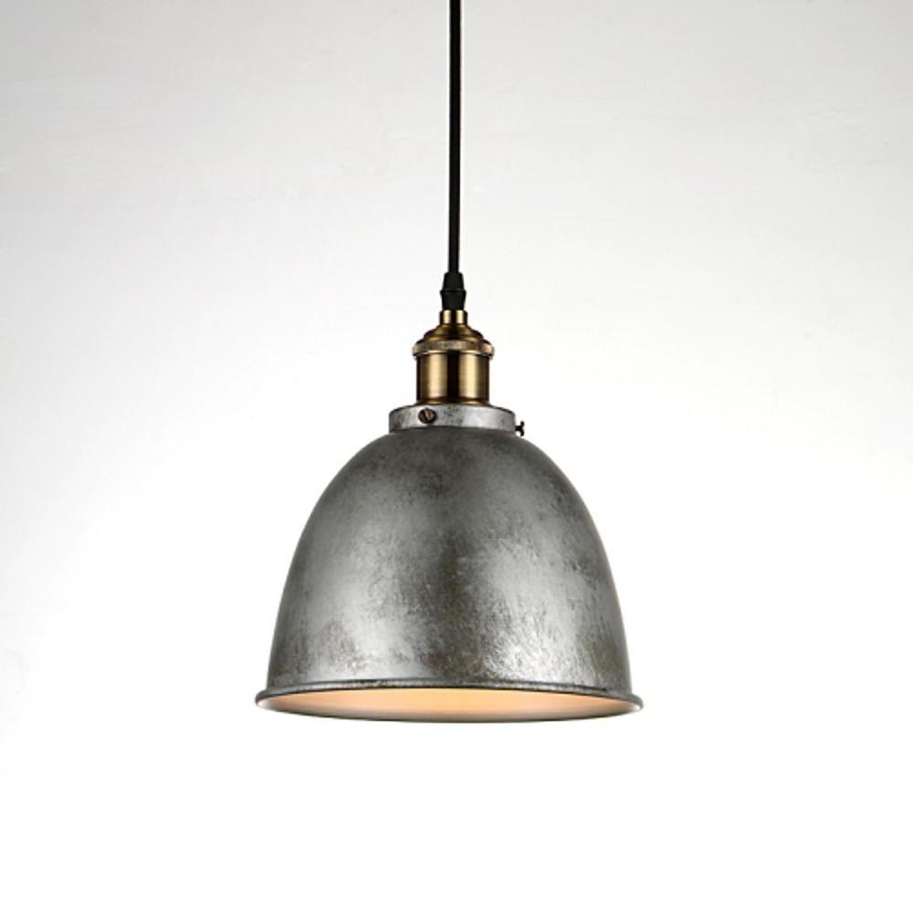 8" White Industrial Dome Pendant Light Metal Bowl Shade