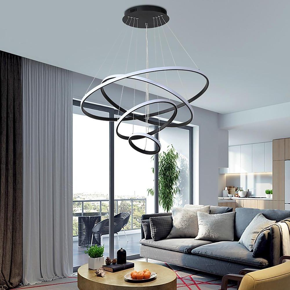 Modern Multi-Ring LED Pendant Light - Aluminum & Acrylic Chandelier