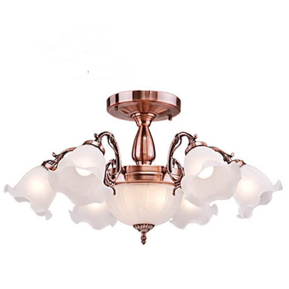 8-Light Traditional Chandelier with Electroplated Glass Shades