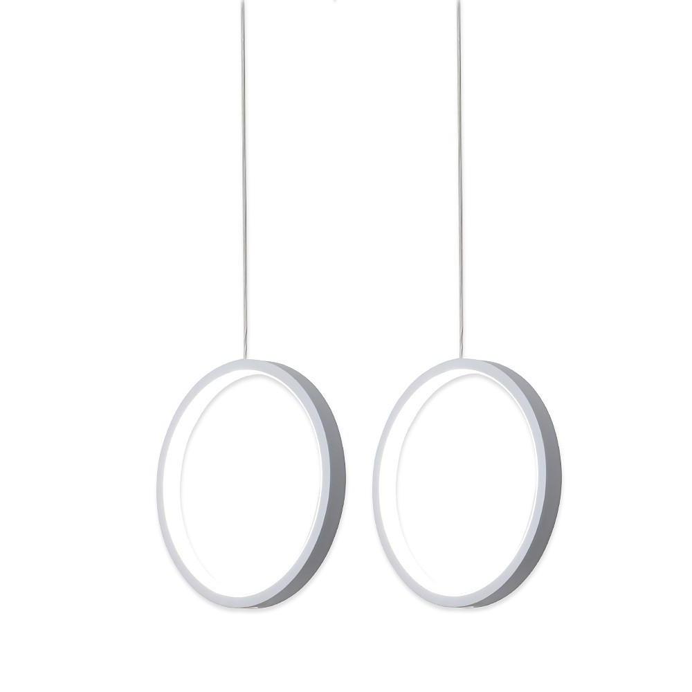 Modern Round Pendant Light | Dual LED Rings | Aluminum & Acrylic