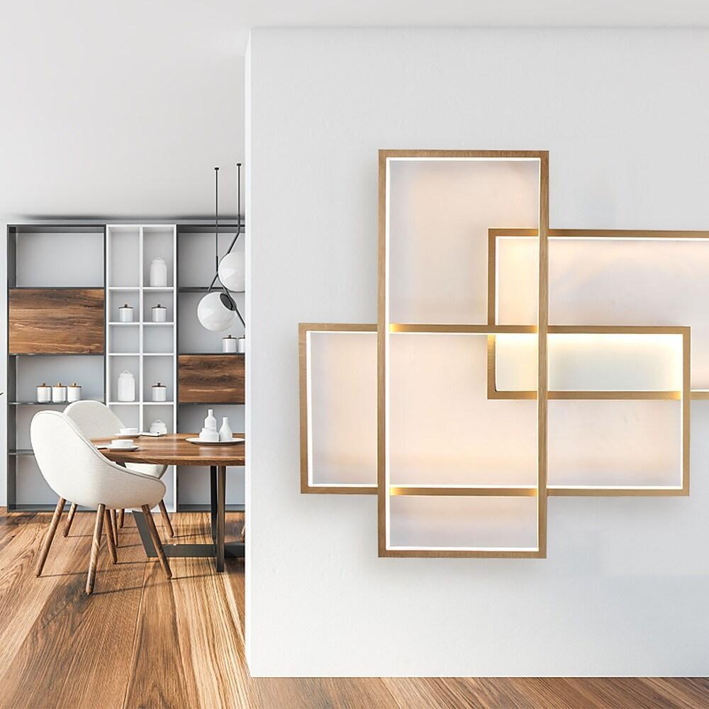 Geometric Overlapping Rectangle Aluminum LED Flush Mount Ceiling Light