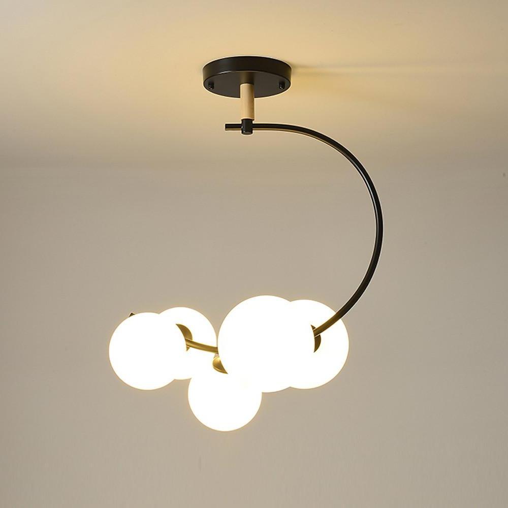 5-Light Cluster Globe Chandelier Modern Glass & Metal Ceiling Light