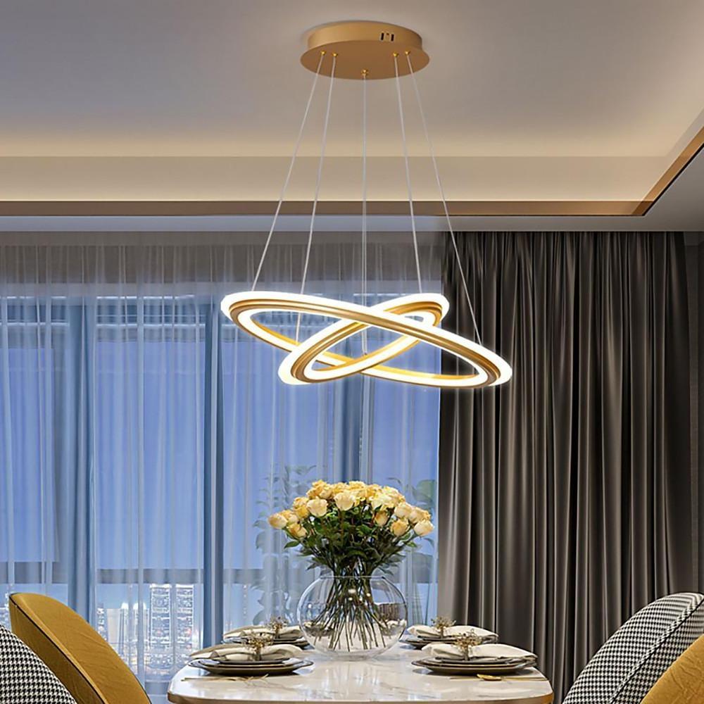 Nordic 2-Light LED Circle Chandelier – Aluminum & Acrylic