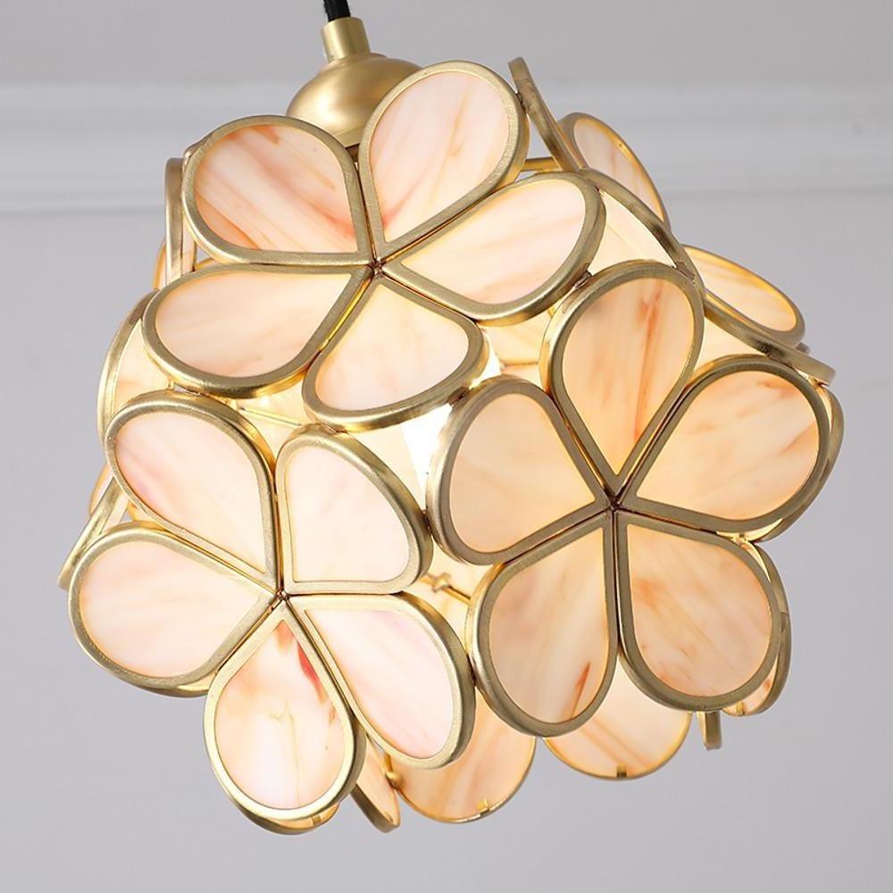 Floral Crystal Pendant Light Brass Copper Globe Chandelier