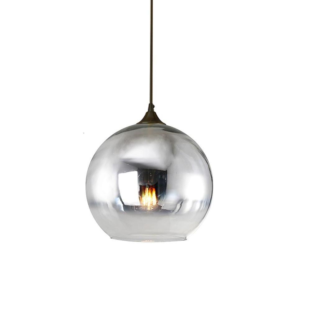 Modern Globe Glass Pendant Light Industrial Single Ceiling Fixture