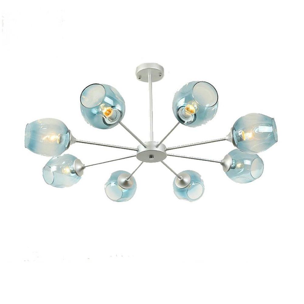 Blue Glass Sputnik Chandelier with 8 Lights - Modern Artistic Design