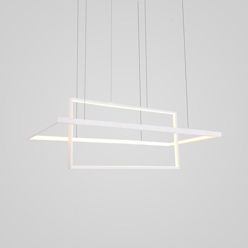 2-Tier Rectangular LED Pendant Light Modern Aluminum Black White