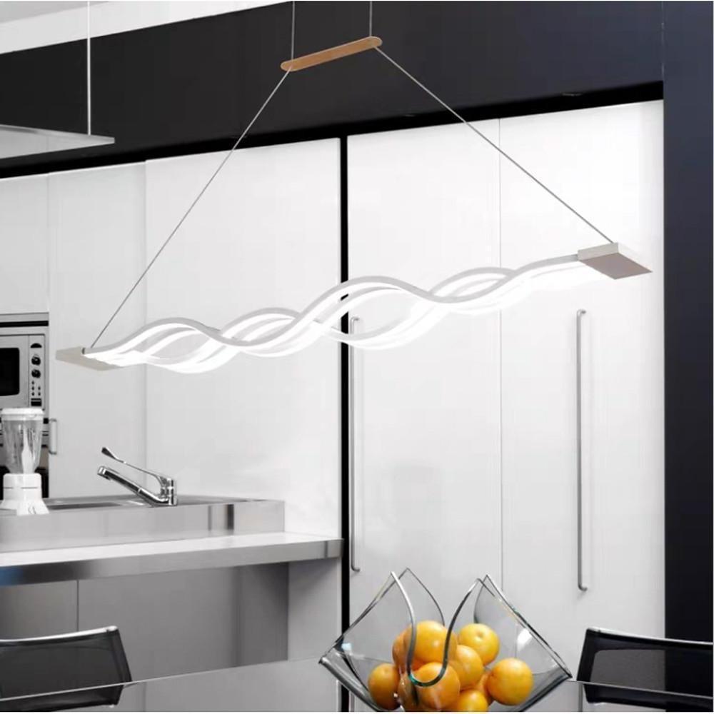 Modern Wave LED Pendant Light 39'' Aluminum Dining Chandelier