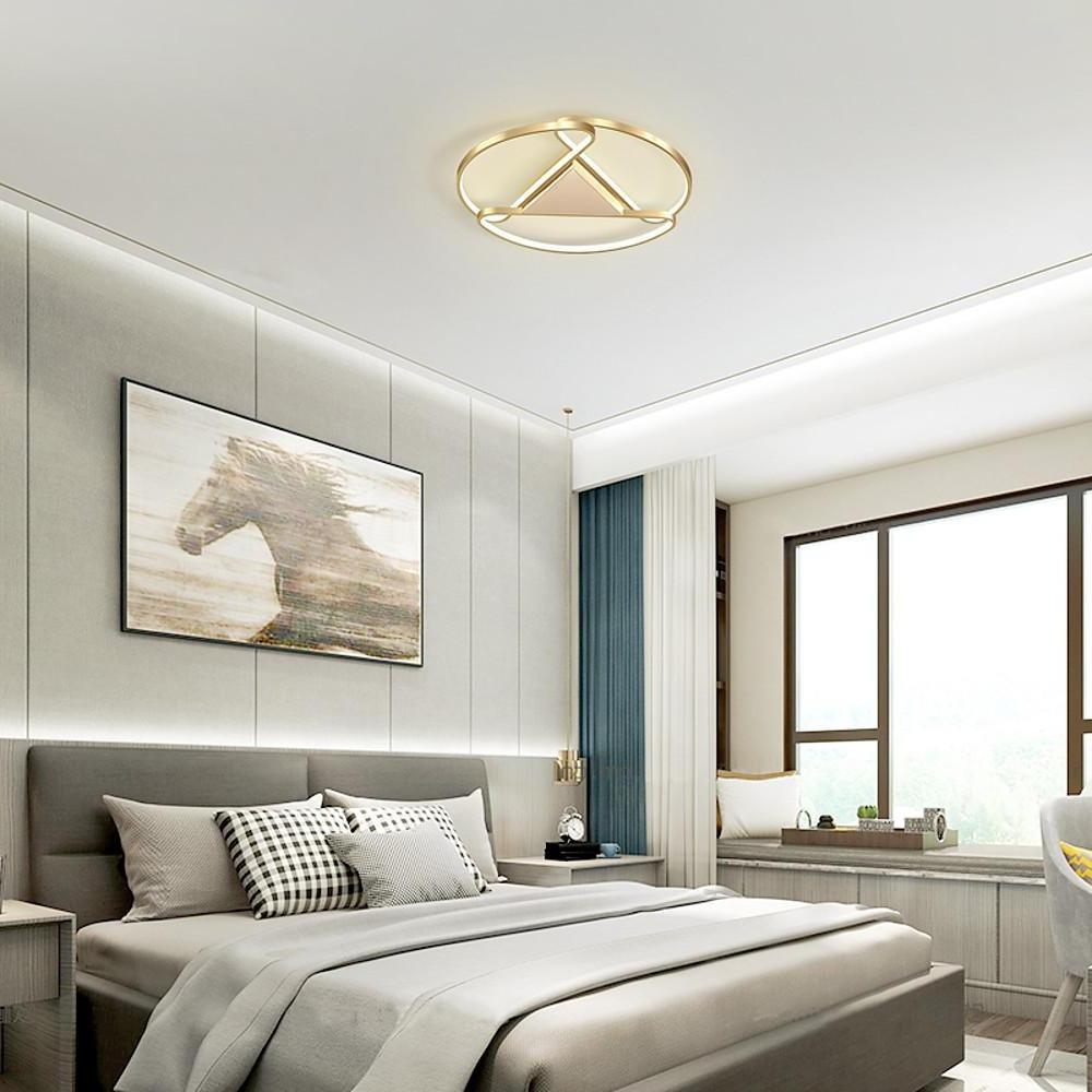 Geometric Circle LED Flush Mount Ceiling Light – Gold Metal Finish