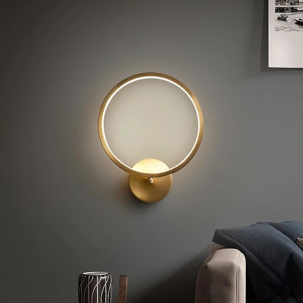 Three Light Circular Flush Mount Ceiling Light Gold Copper Modern LED