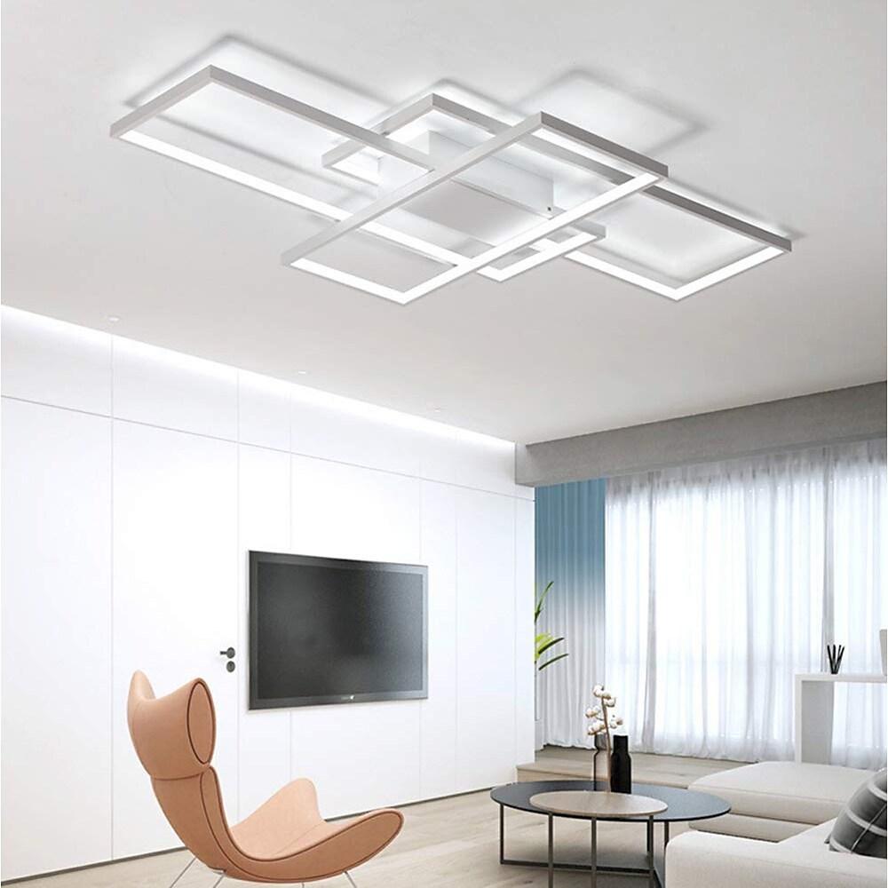 Tiered Rectangular Flush Mount LED Ceiling Light – Modern Metal