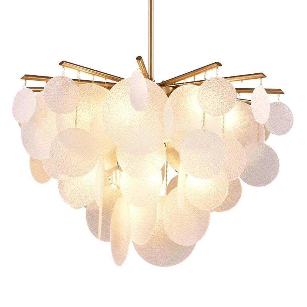 Modern LED Chandelier with Layered Acrylic Panels – 6 Lights