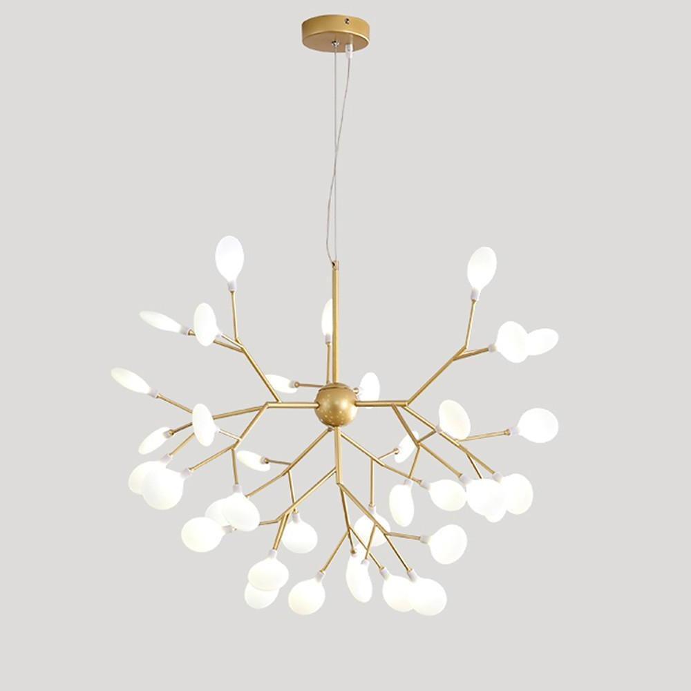 36-Light Sputnik Chandelier - Modern Gold & White Acrylic Design