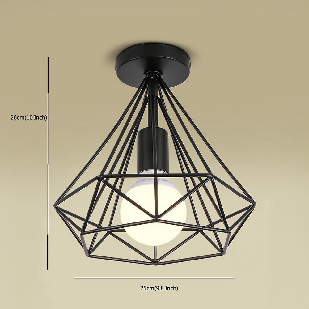 Geometric Caged Semi Flush Mount Ceiling Light - Black & White