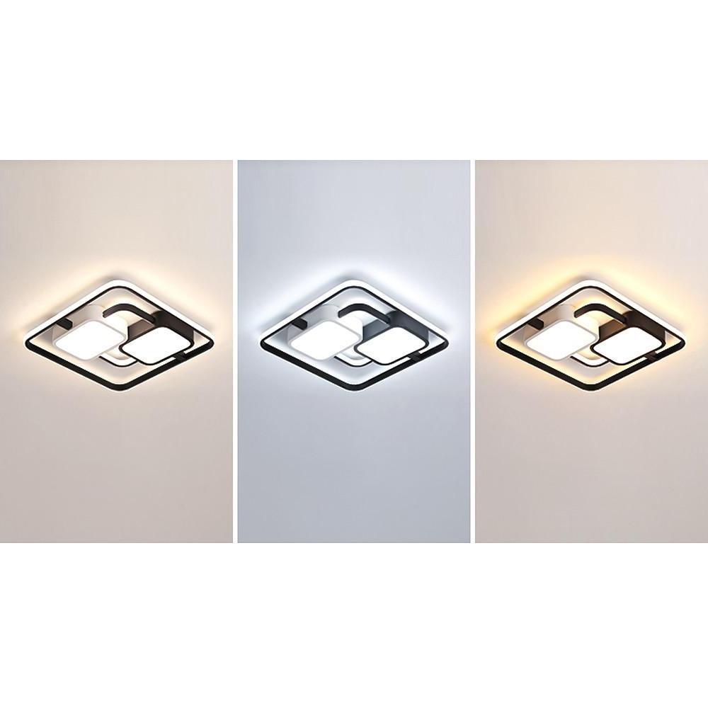 Geometric Dimmable LED Flush Mount Ceiling Light Black Metal Acrylic