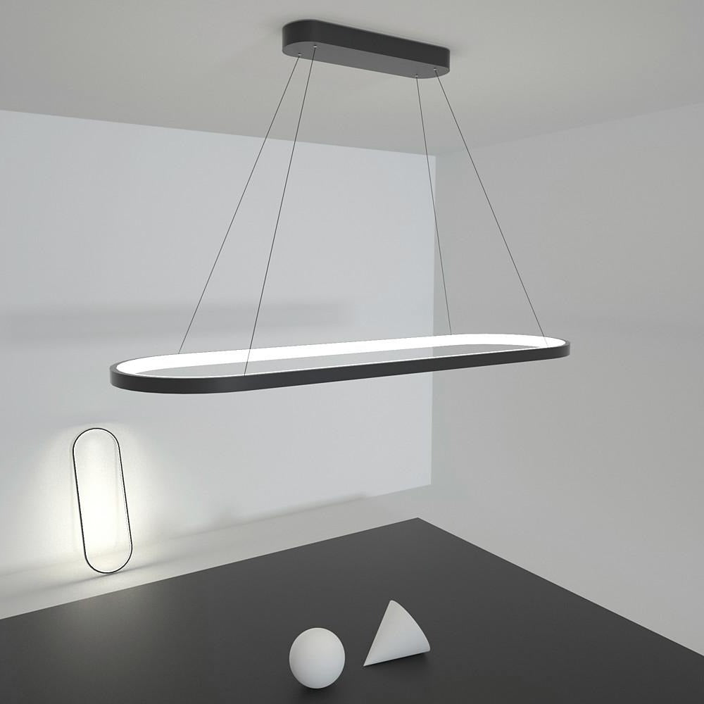 Modern Black Oval LED Pendant Light with Remote Control