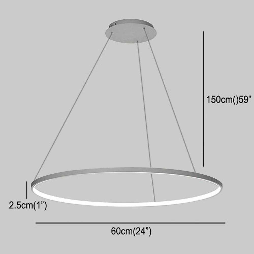 24" Modern Ring Pendant Light with Opal Acrylic Shade & LED