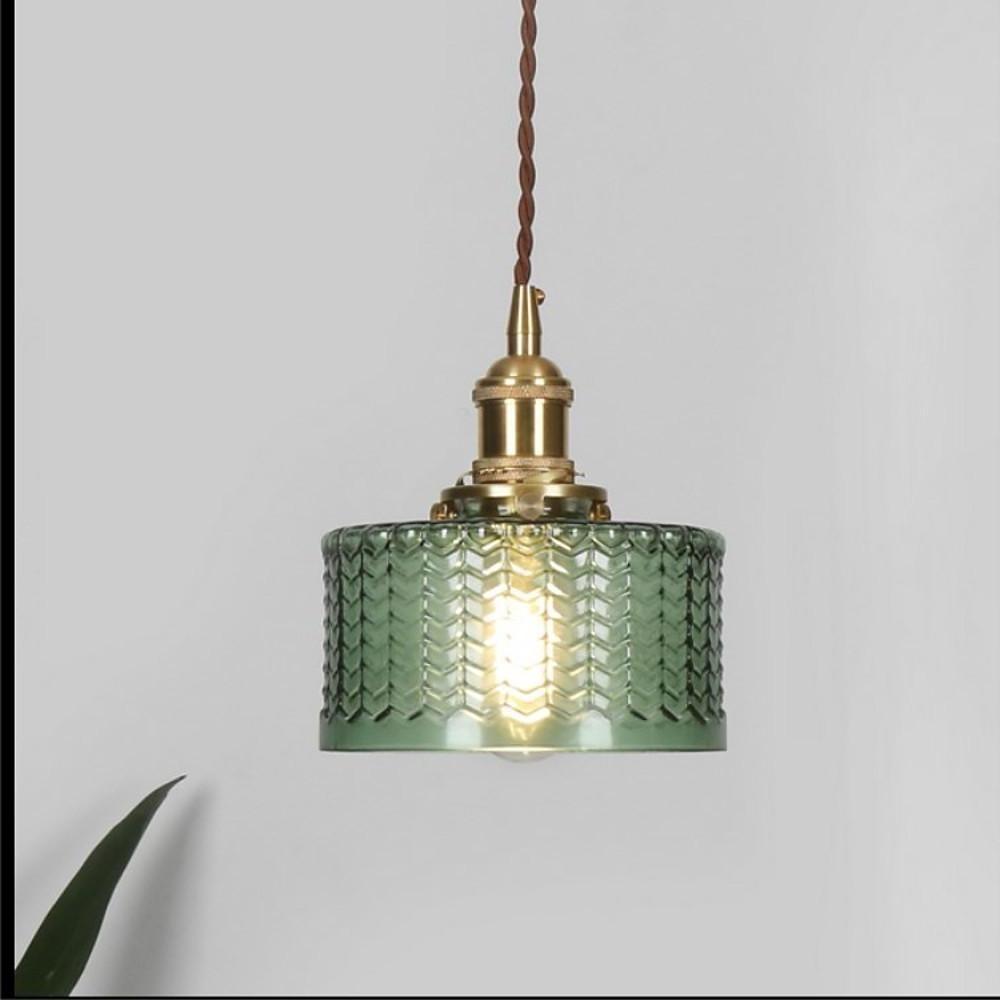 Nordic Glass Pendant Light with Textured Shade - Modern Minimalist