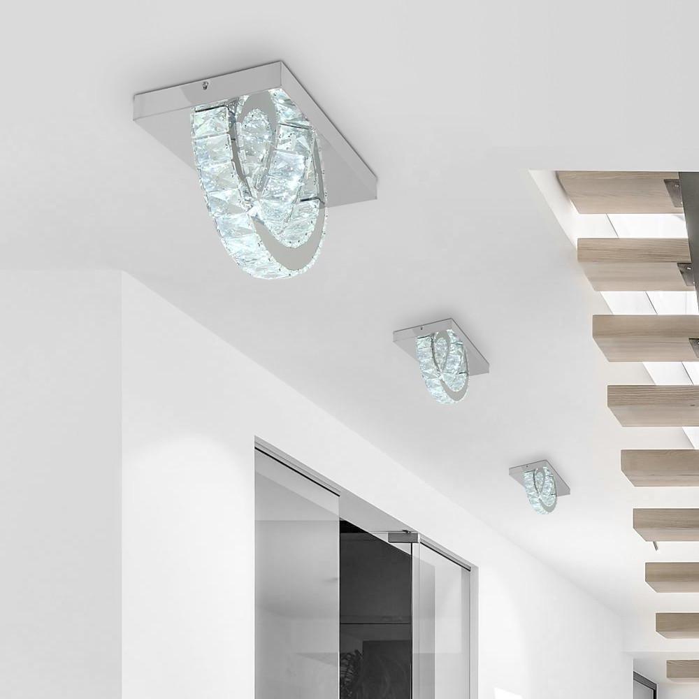 Crystal Semicircular Flush Mount Ceiling Light Modern LED 14"