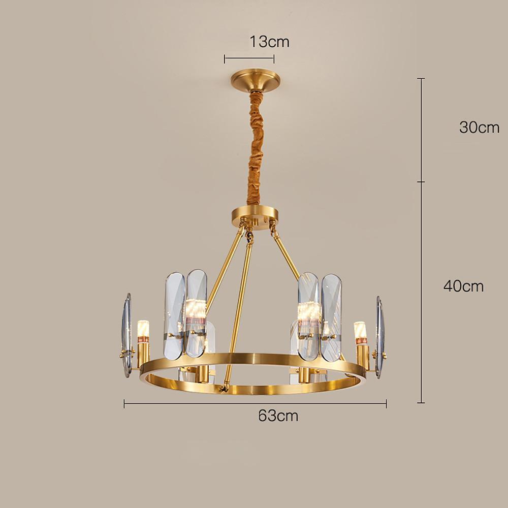 Nordic Glass Copper Chandelier - 8-Light Circular Pendant Lighting