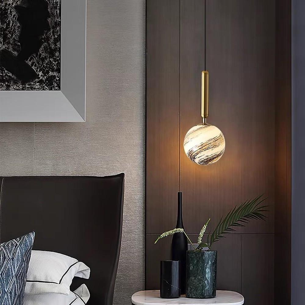 Distressed Globe Pendant Light Metal Acrylic Ceiling Fixture