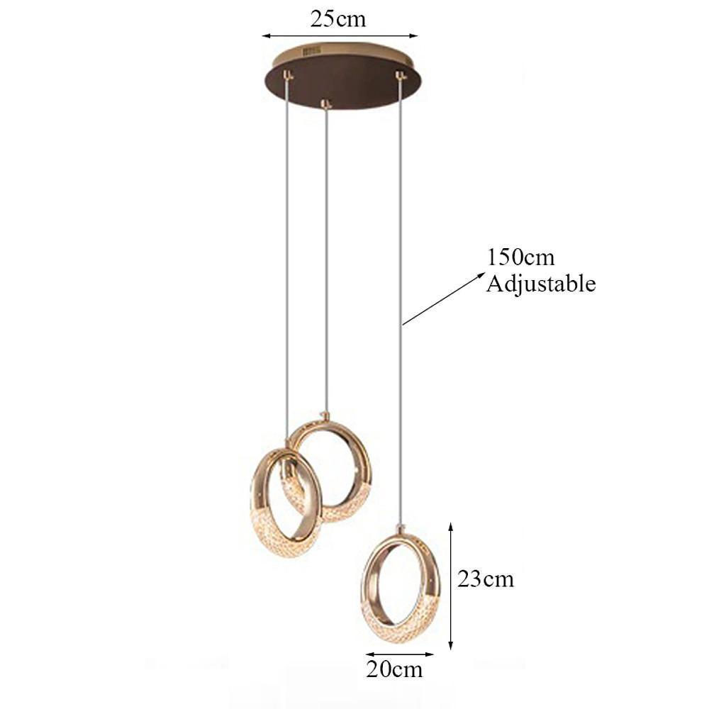 Modern Ring Pendant Light LED Electroplated Metal Hanging Lamp